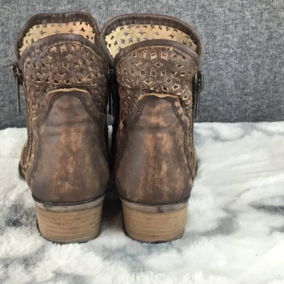 Circle G Corral Brown Leather Cutout Western Ankle Boots  8.5 - Picture 7 of 15